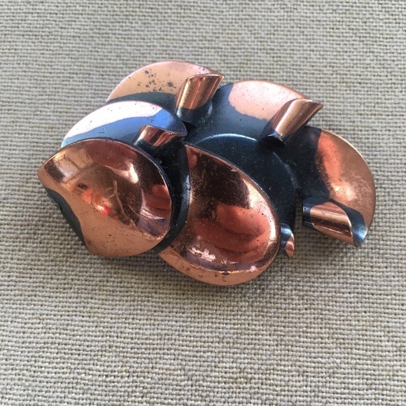 Vintage Layered Modernist Mid Century Copper Pin - Picture 1 of 3